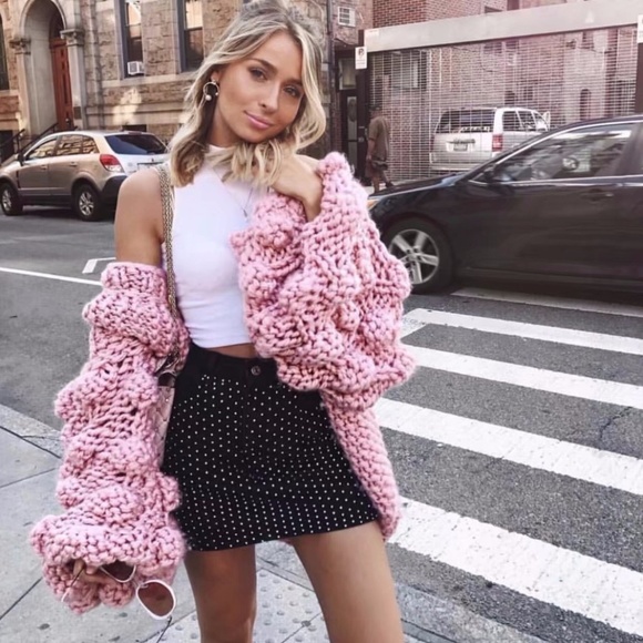 🎥 Chunky Pom Pom Open Cardigan - Picture 5 of 17